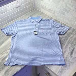 johnnie-O Light Blue and White Striped Polo